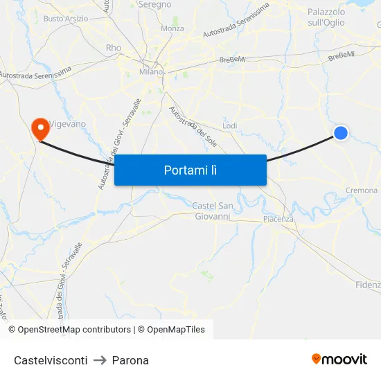 Castelvisconti to Parona map