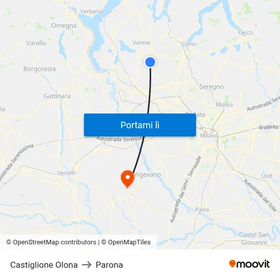 Castiglione Olona to Parona map