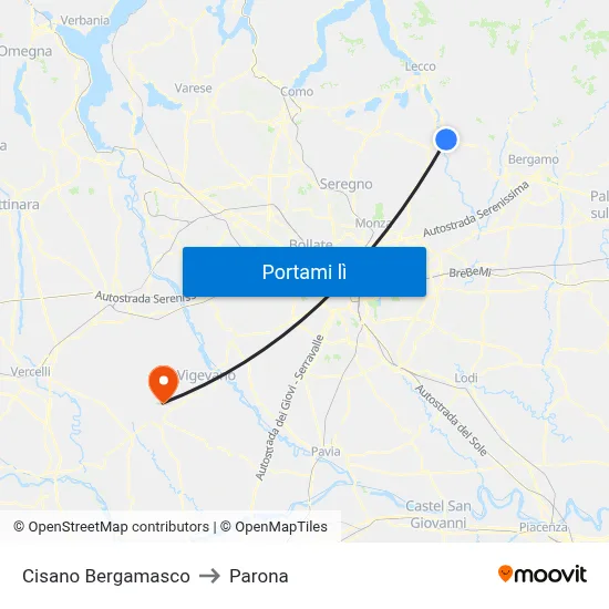 Cisano Bergamasco to Parona map