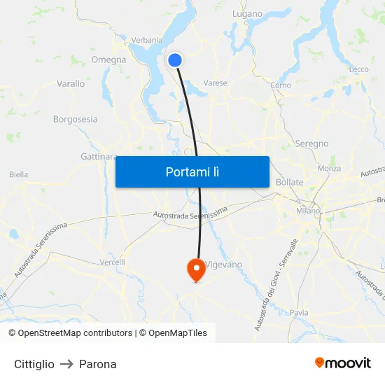 Cittiglio to Parona map