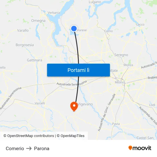 Comerio to Parona map