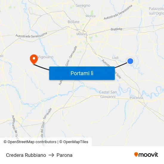 Credera Rubbiano to Parona map