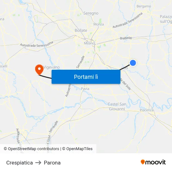 Crespiatica to Parona map
