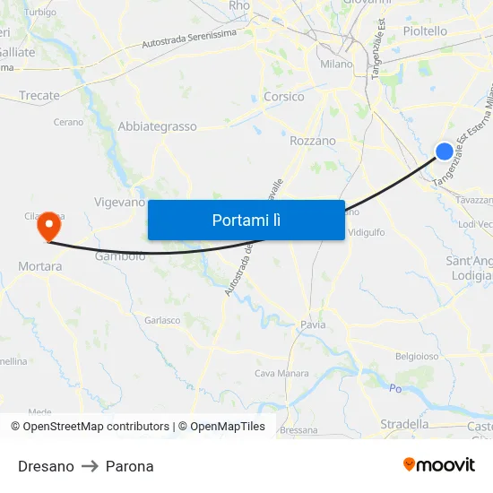Dresano to Parona map