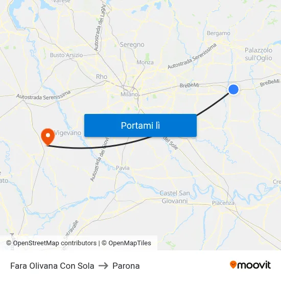 Fara Olivana Con Sola to Parona map