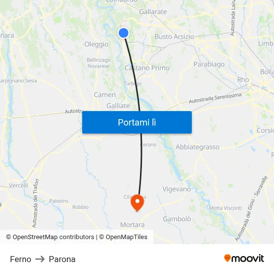 Ferno to Parona map