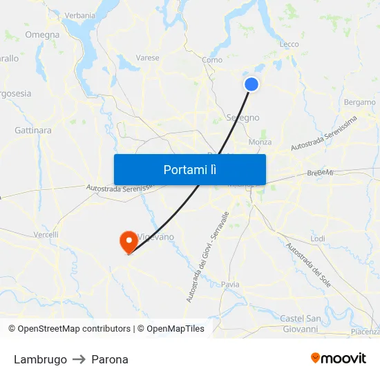 Lambrugo to Parona map