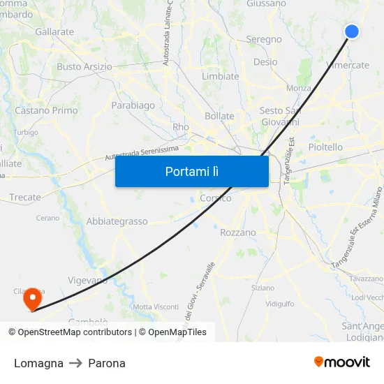Lomagna to Parona map
