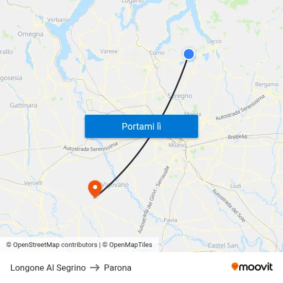 Longone Al Segrino to Parona map