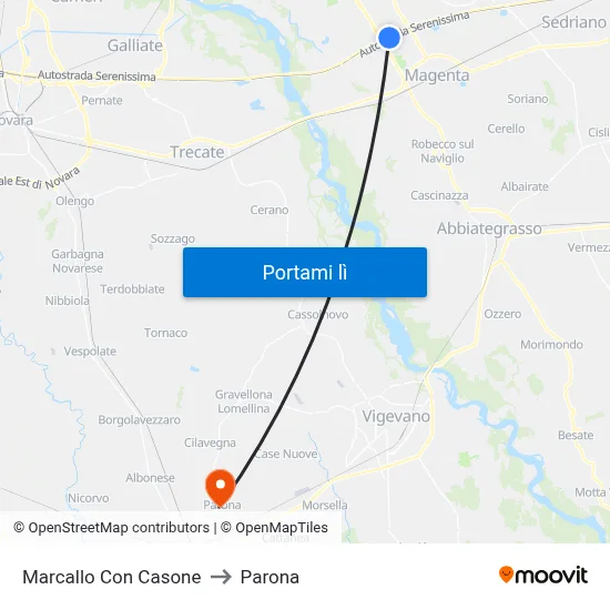 Marcallo Con Casone to Parona map