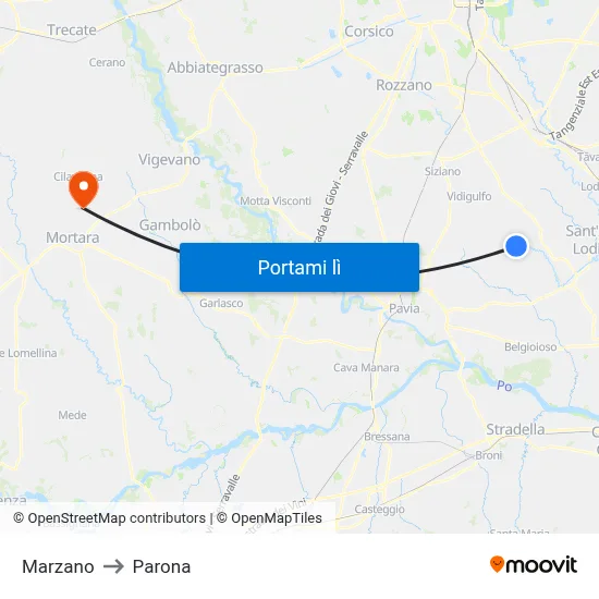 Marzano to Parona map