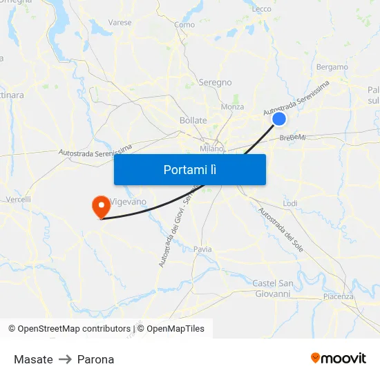 Masate to Parona map