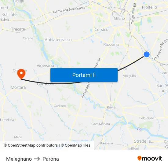 Melegnano to Parona map