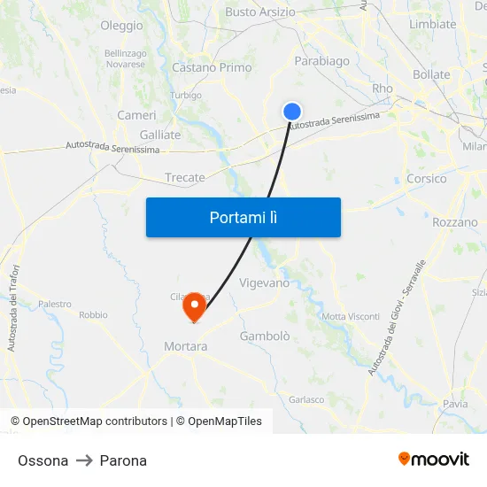 Ossona to Parona map