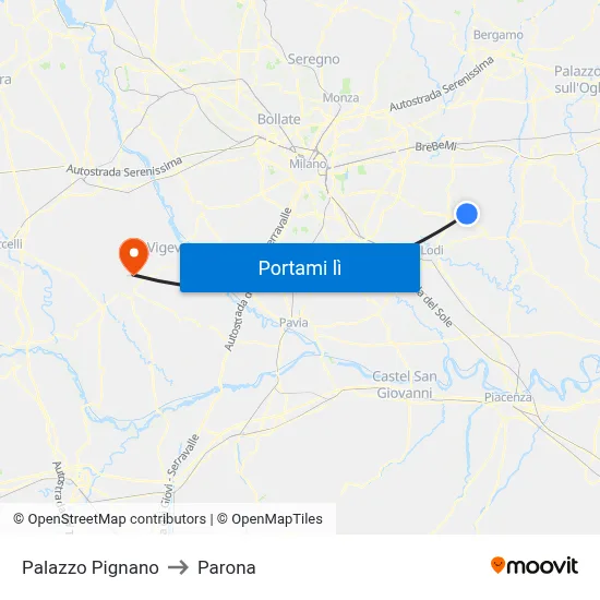 Palazzo Pignano to Parona map