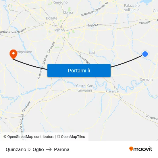 Quinzano D' Oglio to Parona map