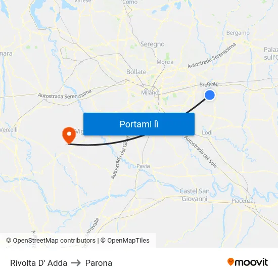 Rivolta D' Adda to Parona map