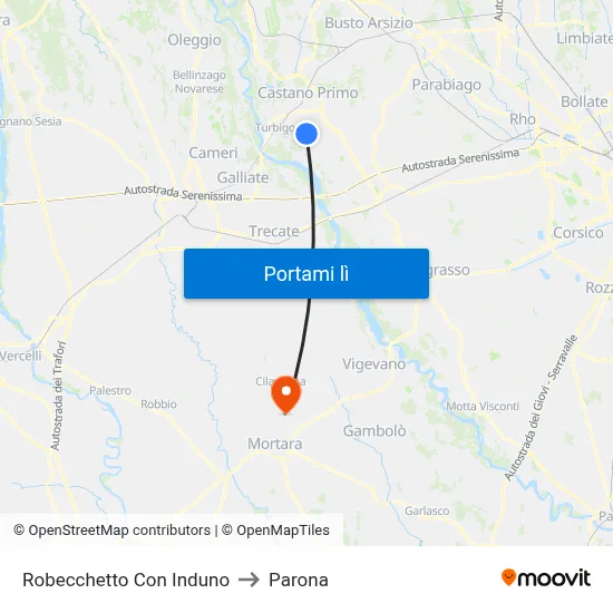 Robecchetto Con Induno to Parona map