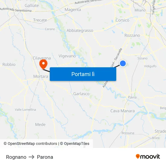 Rognano to Parona map