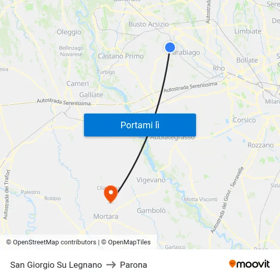 San Giorgio Su Legnano to Parona map