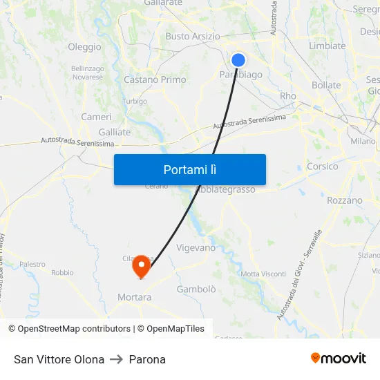 San Vittore Olona to Parona map