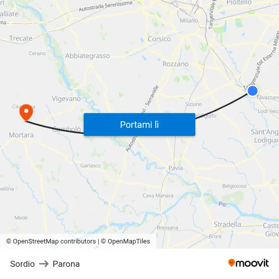 Sordio to Parona map