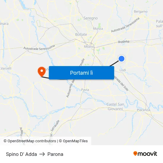 Spino D' Adda to Parona map