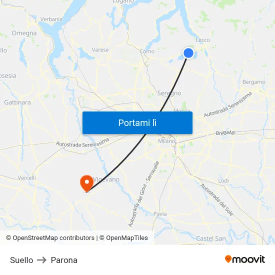 Suello to Parona map