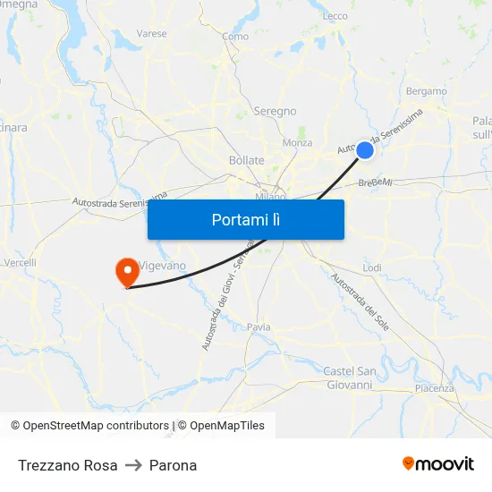 Trezzano Rosa to Parona map