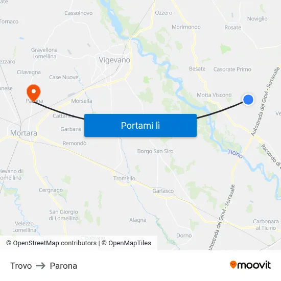 Trovo to Parona map