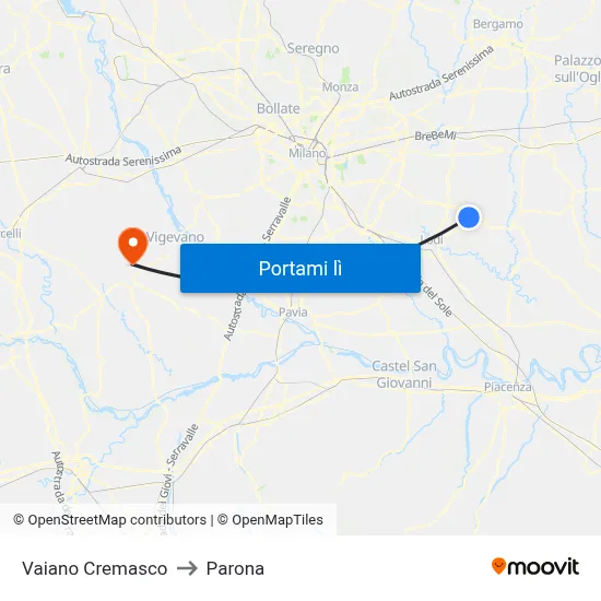 Vaiano Cremasco to Parona map