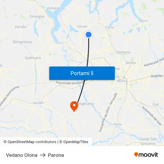 Vedano Olona to Parona map