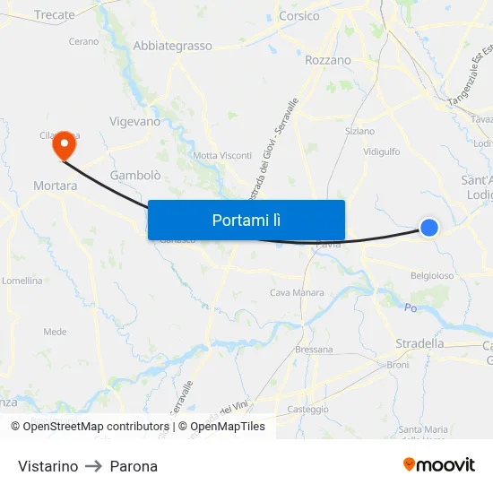 Vistarino to Parona map