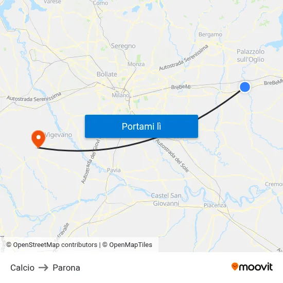 Calcio to Parona map