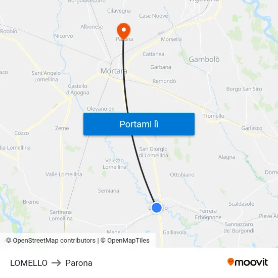 LOMELLO to Parona map