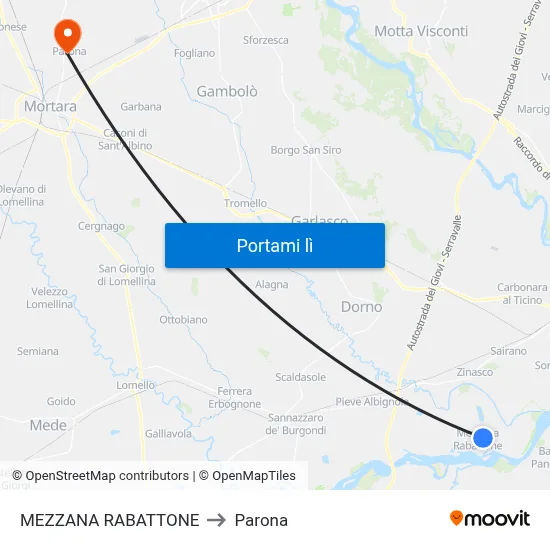 MEZZANA RABATTONE to Parona map