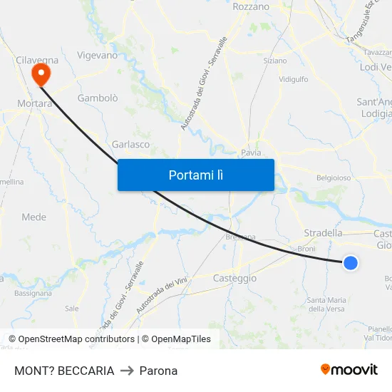 MONT? BECCARIA to Parona map