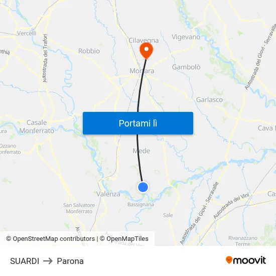 SUARDI to Parona map
