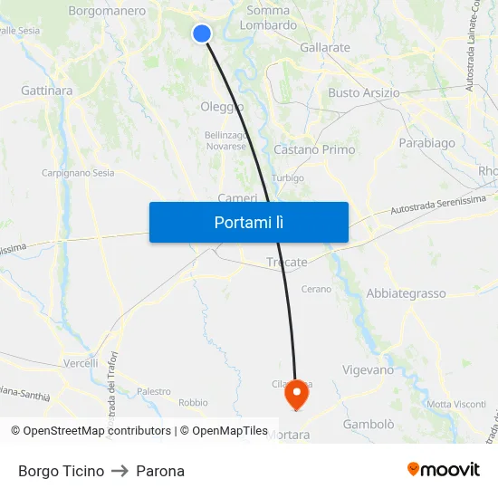 Borgo Ticino to Parona map