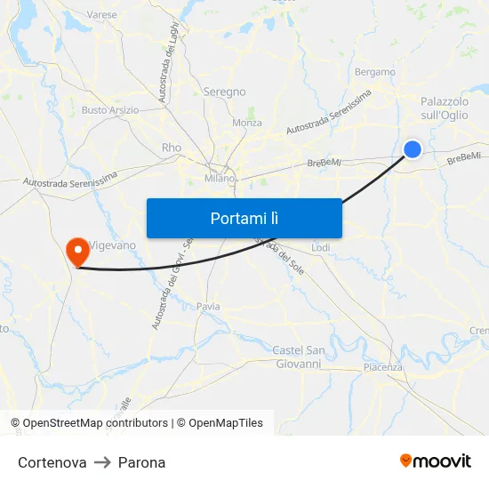 Cortenova to Parona map