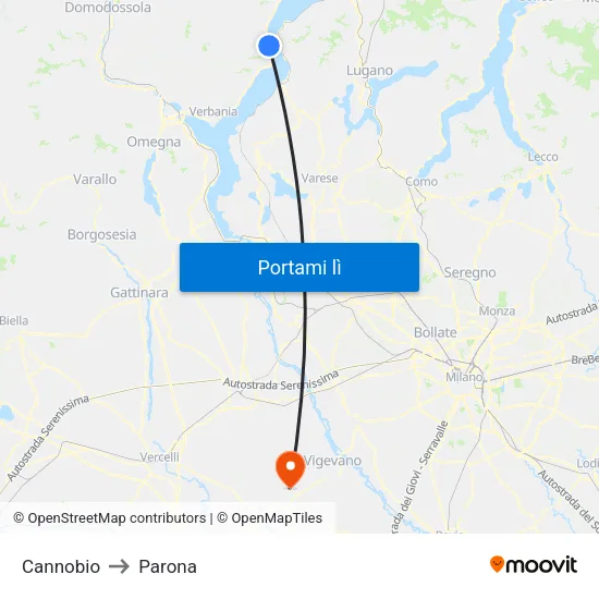 Cannobio to Parona map