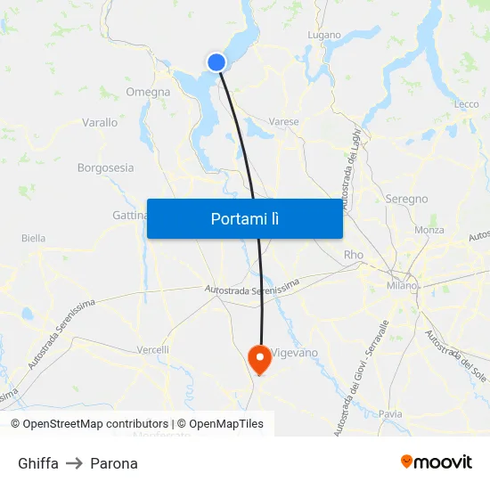 Ghiffa to Parona map