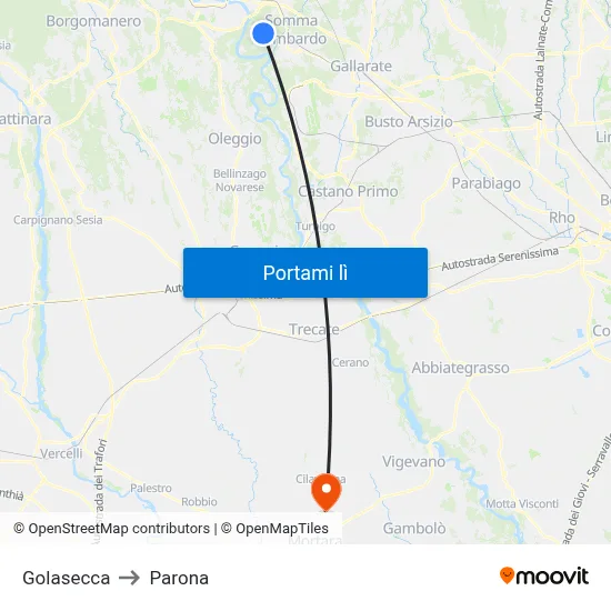 Golasecca to Parona map