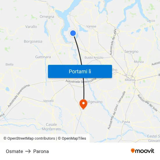Osmate to Parona map