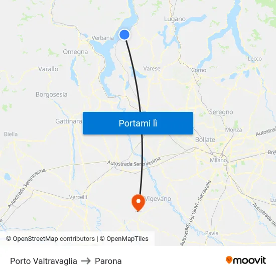 Porto Valtravaglia to Parona map