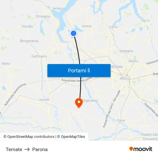 Ternate to Parona map