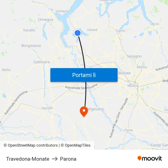 Travedona-Monate to Parona map