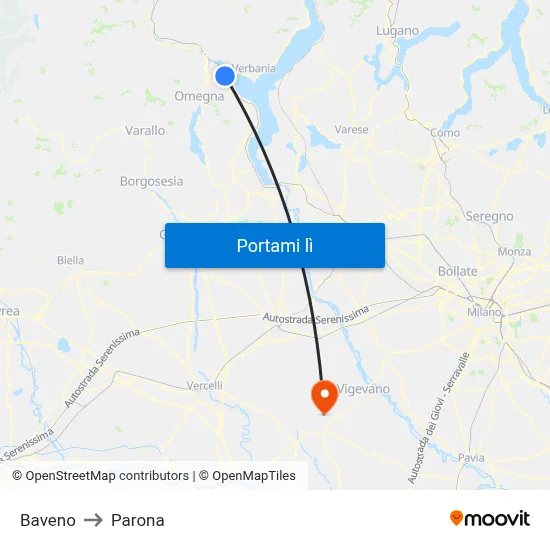 Baveno to Parona map