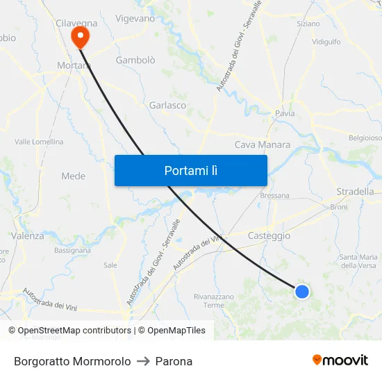 Borgoratto Mormorolo to Parona map