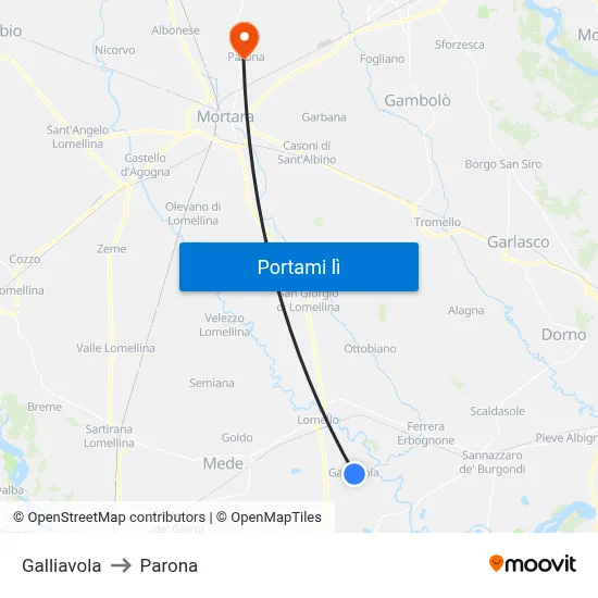 Galliavola to Parona map